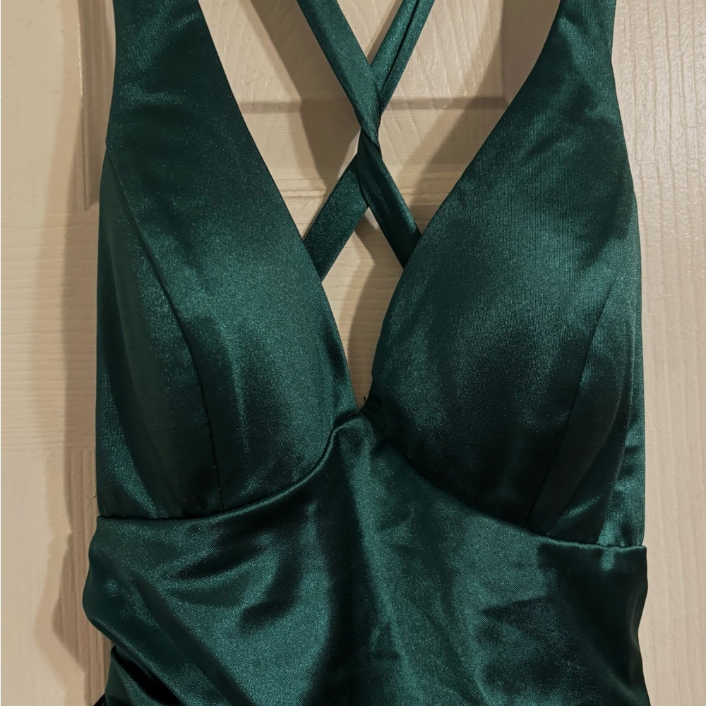 Elegant Green Satin Women's Prom Dress